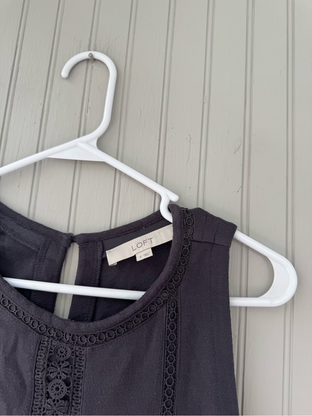 LOFT Women’s Sleeveless Dark Charcoal Crochet Tank Dress - Small - Picture 3 of 6